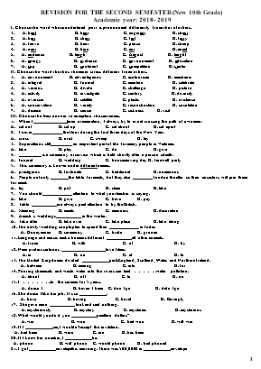 Đề cương ôn tập thi học kỳ 2 môn Tiếng Anh Lớp 7 - Năm học 2018-2019